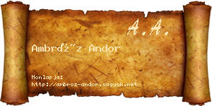 Ambróz Andor névjegykártya