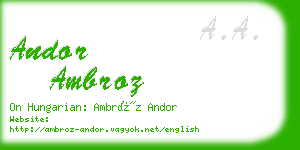 andor ambroz business card